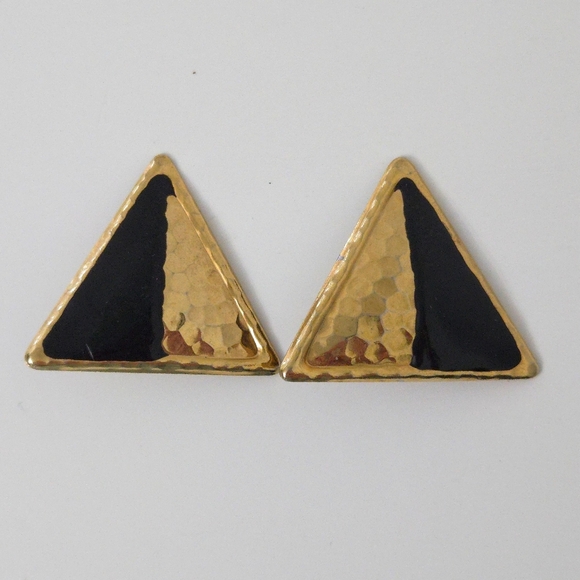 Vintage Black & Gold Clip Earrings (Set of 3) - Picture 4 of 6